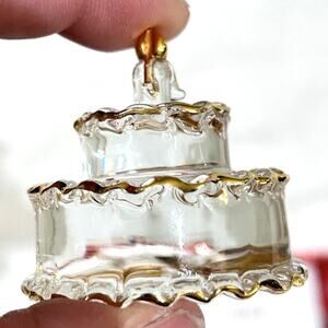 Vtg Miniature Birthday Wish Crystal Glass Birthday Cake About Face Designs Box